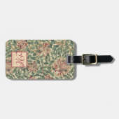 William Morris, Art Nouveau Honeysuckle - Monogram Bagagelabel (Voorkant horizontaal)