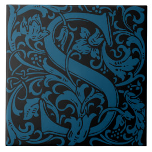 William Morris Art Nouveau Initiaal Ranken Letter Tegeltje