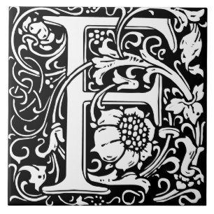 William Morris Art Nouveau Monogram Geschenkbrief Tegeltje