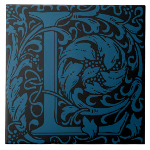 William Morris Art Nouveau Monogrammed Letter L Tegeltje