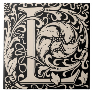 William Morris Art Nouveau Monogrammed Letter L Tegeltje