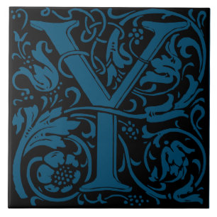 William Morris Art Nouveau Monogrammed Letter Y Tegeltje