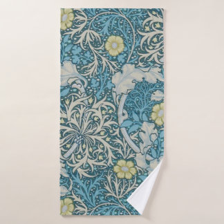 William Morris, art nouveau Patroon, zeewier, blau Badhanddoek