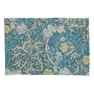 William Morris, art nouveau Patroon, zeewier, blau Kussensloop