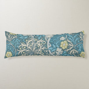 William Morris, art nouveau Patroon, zeewier, blau Lichaamskussen