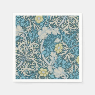 William Morris, art nouveau Patroon, zeewier, blau Servet