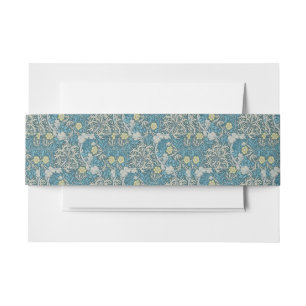 William Morris, art nouveau Patroon, zeewier, blau Uitnodigingen Wikkel