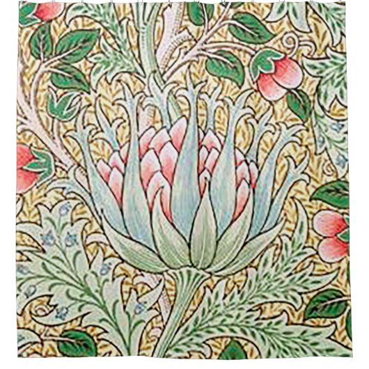 William Morris Artichoke Floral Pattern Douchegordijn (Voorkant)
