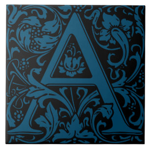 William Morris Arts and Crafts Monogram Letter A Tegeltje