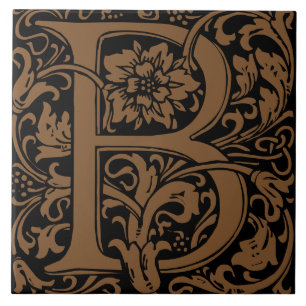 William Morris Arts and Crafts Monogram Letter B Tegeltje
