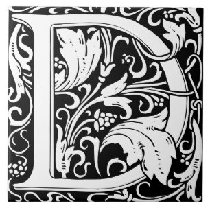 William Morris Arts and Crafts Monogram Letter D Tegeltje