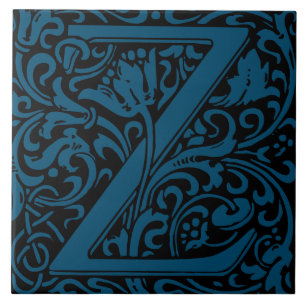 William Morris Arts and Crafts Monogram Letter Z Tegeltje