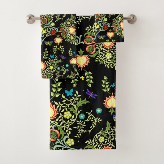 William Morris Arts and Crafts Pattern Bad Handdoek (Insitu)
