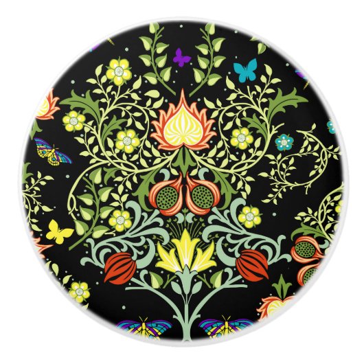 William Morris Arts and Crafts Pattern Keramische Knop (Voorkant)