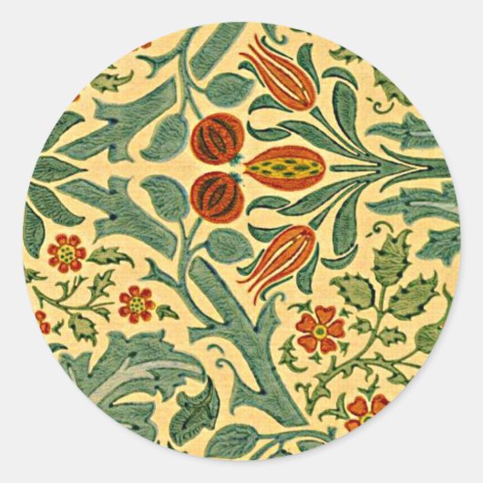 William Morris - Autumn Flower-patroon Ronde Sticker (Voorkant)