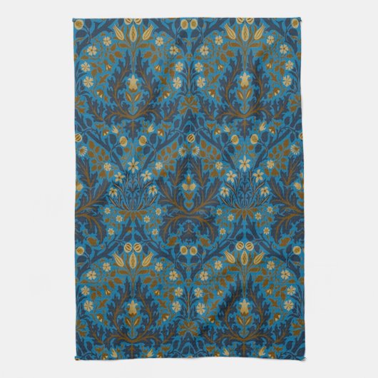 William Morris Autumn Flowers Pattern Seaside Blue Theedoek (Verticaal)