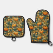 William Morris Autumn Pumpkin Patch Retro Ovenwant & Pannenlap Set (Voorkant)