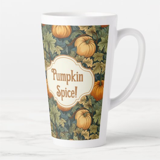 William Morris Autumn Pumpkin Spice gepersonalisee Latte Mok (Rechts)