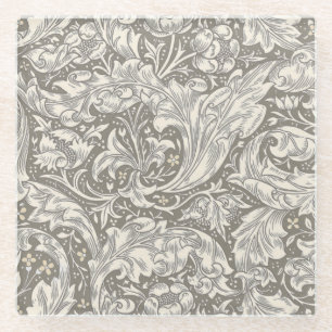 William Morris Bachelor's Button antieke damast Glazen Onderzetter