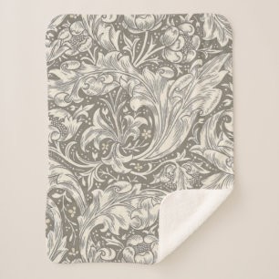 William Morris Bachelor's Button antieke damast Sherpa Deken