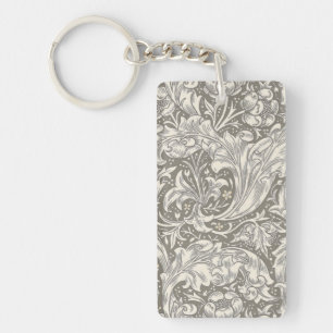 William Morris Bachelor's Button antieke damast Sleutelhanger