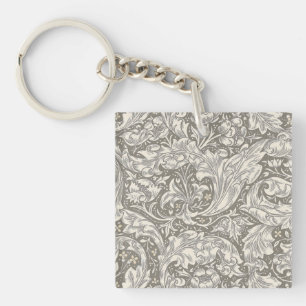 William Morris Bachelor's Button antieke damast Sleutelhanger