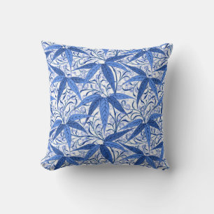 William Morris Bamboo Print, Cobalt Blue & White Kussen