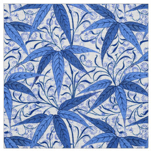 William Morris Bamboo Print, Cobalt Blue & White Stof