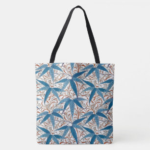 William Morris Bamboo Print, Denim Blue en White Draagtas