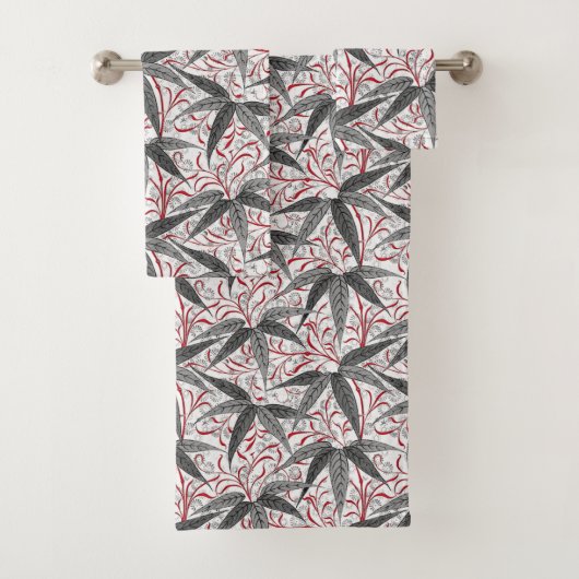 William Morris Bamboo Print, grijs en wit Bad Handdoek (Insitu)