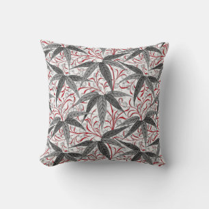 William Morris Bamboo Print, grijs en wit Kussen