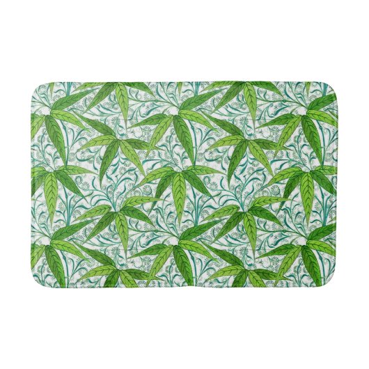 William Morris Bamboo Print, groen en wit Badmat (Voorkant)