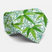 William Morris Bamboo Print, groen en wit Stropdas (Opgerold)