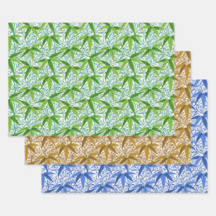 William Morris Bamboo Print, groen, goud en blauw Inpakpapier Vel