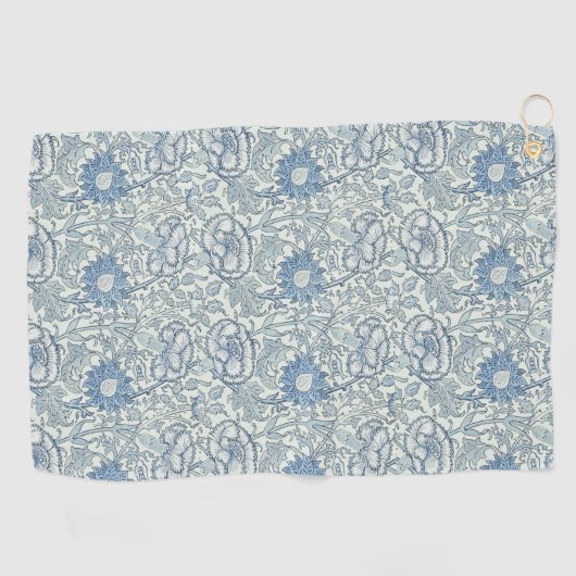 William Morris Beauful-bloempatroon, blauw, roos Golfhanddoek (Horizontaal)