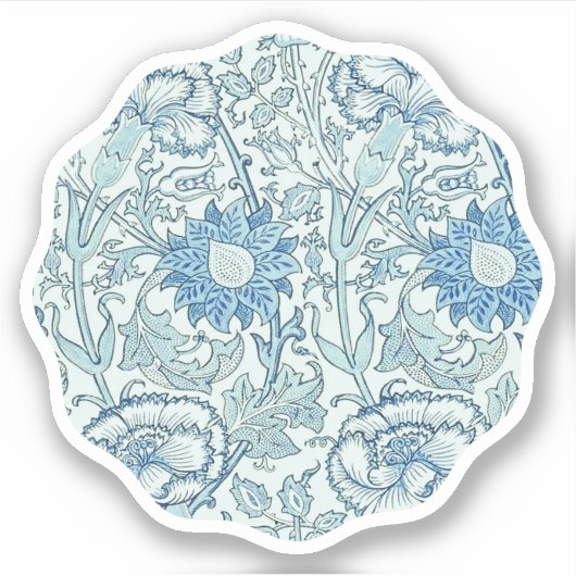 William Morris Beauful-bloempatroon, blauw, roos Sticker (Voorkant)