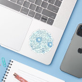 William Morris Beauful-bloempatroon, blauw, roos Sticker (Laptop met iPhone)