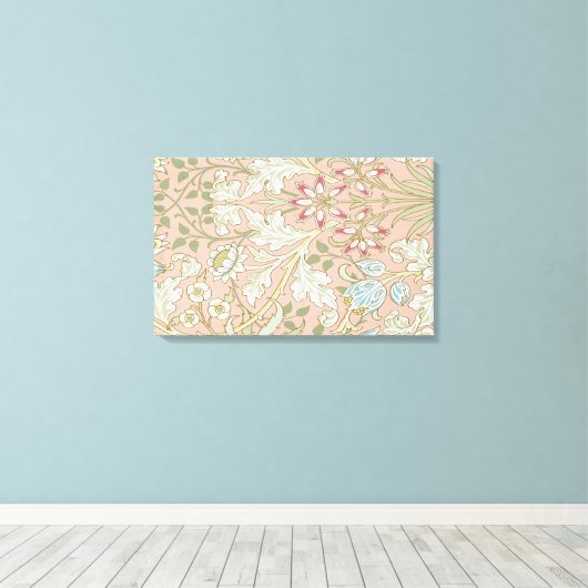 William Morris - BEHANG HYACINTH PATTERN 480 19 Canvas Afdruk (Insitu (Houten vloer))