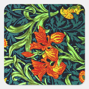 William Morris beroemd patroon, Iris Vierkante Sticker