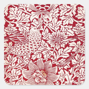 William Morris Bird en Anemone Vierkante Sticker