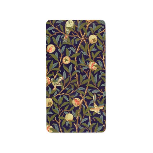 William Morris Bird en Pomegranate  Art Etiket (Voorkant)