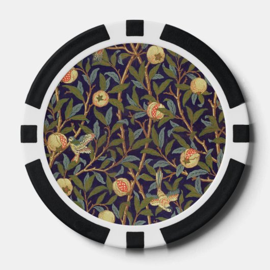 William Morris Bird en Pomegranate Art Poker Chips (Voorkant)