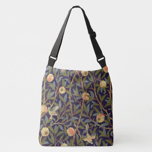 William Morris Bird en Pomegranate  Floral Crossbody Tas (Voorkant)