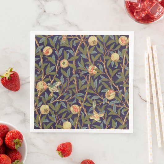 William Morris Bird en Pomegranate Floral Servetten (Insitu)