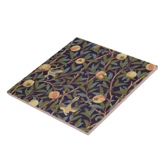 William Morris Bird en Pomegranate  Floral Tegeltje (Zijkant)