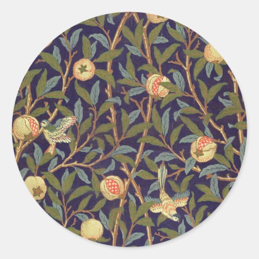 William Morris Bird en Pomegranate Ronde Sticker (Voorkant)