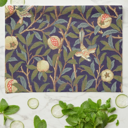 William Morris Bird en Pomegranate Theedoek (Gevouwen)