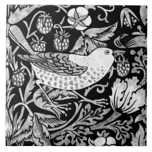 William Morris Bird & Flower Tile, Black and White Tegeltje