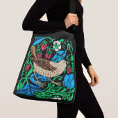 William Morris Bird & Flower Tile, op Black Crossbody Tas (Dichtbij)