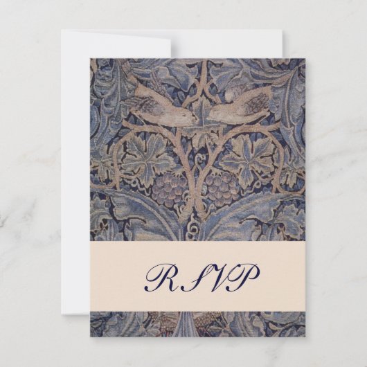 William Morris Bird Pattern Wedding Reply Cards RSVP Kaartje (Voorkant)